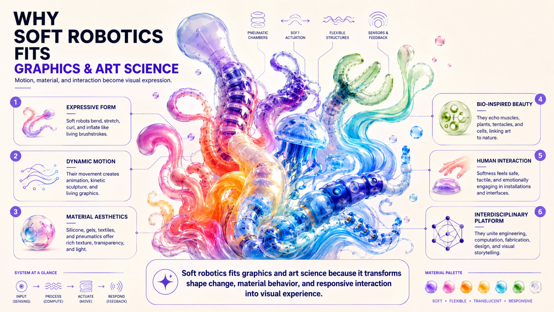 Soft robotics fits graphics and art science keynote illustration